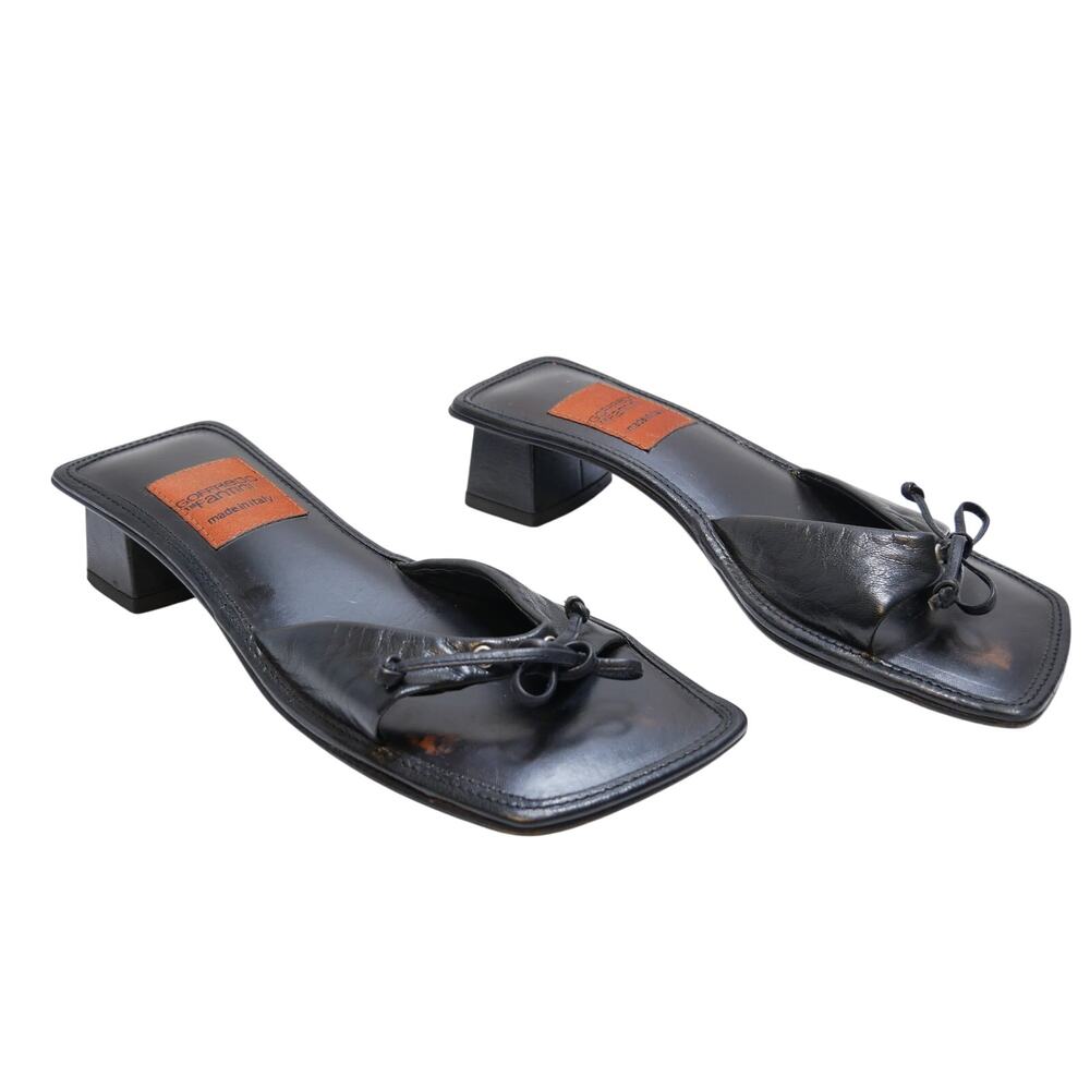 Goffredo Fantini Black Italy Leather Slide Sandals Woman's Size 35.5 US 5.5